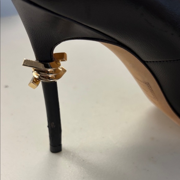 DSQUARED2 Black Pointed-Toe Stiletto Pump with Gold Heel Accent - Picture 4 of 4